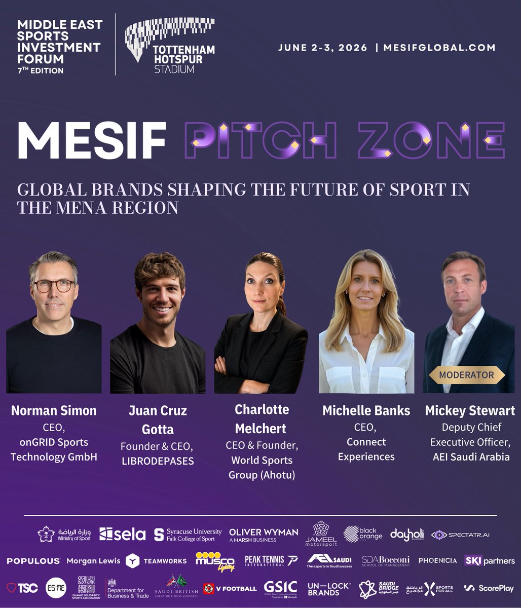 MESIFGLOBAL's tweet photo. The All New MESIF Pitch Zone at MESIF London 2026. 🎤

We are delighted for the launch of our new initiative – the MESIF Pitch Zone. 

Thank you to Iris Codoba Mondejar and Mickey Stewart MBE from @Sport_GSIC powered by Microsoft and @AEISaudi for moderating these sessions. https://t.co/EfsUJzvh7b