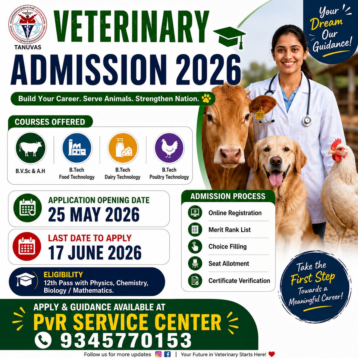 pvr_center's tweet photo. #VeterinaryAdmission2026 #TANUVAS #VeterinaryCollege #BVScAdmission #VeterinaryStudies #TamilNaduAdmissions #AdmissionOpen #VeterinaryCareer #AnimalDoctor #VetStudent #BTechFoodTechnology #DairyTechnology https://t.co/XahQ4Vc4Xm
