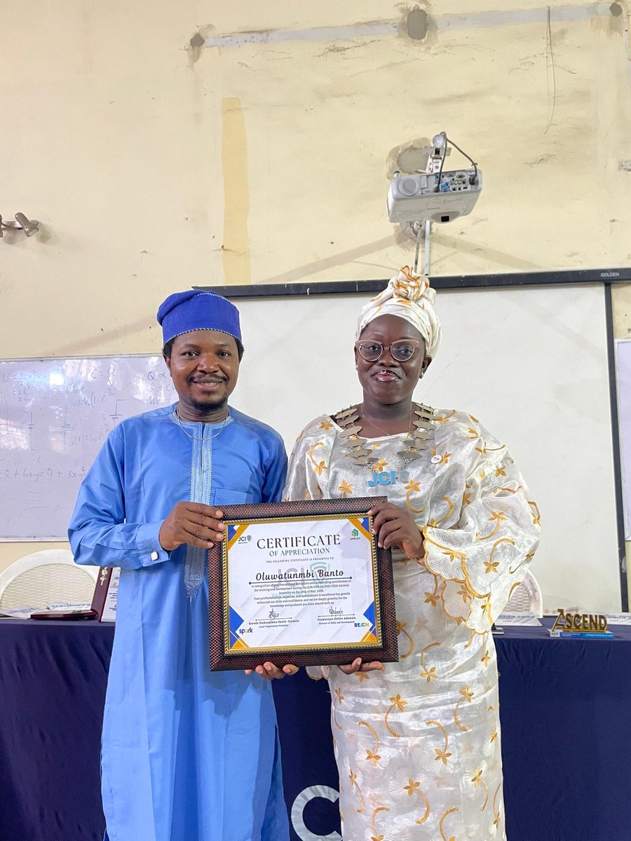jcin_unilag's tweet photo. We appreciate JCIN Amb. Olutunmbi Banto, for taking time to share insight, experience, and valuable lessons with us at our 3rd General Assembly

We are also delighted to have welcomed his wife, Juliet Banto, whose presence added warmth to the gathering.  

#AMPLIFY
#SPARK
#REACH https://t.co/gd05Gkzo7n
