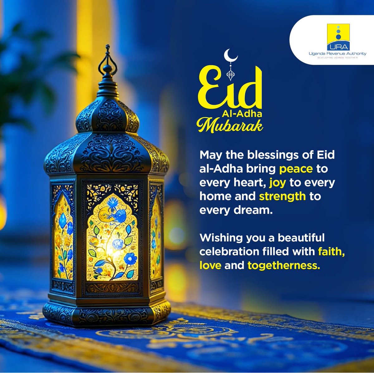 URA_CG's tweet photo. As we celebrate Eid al-Adha, I extend warm wishes to all Muslims in Uganda and beyond.

May this sacred occasion inspire renewed faith, compassion, sacrifice, and unity in our communities. Wishing you and your families peace, joy, and abundant blessings.

Eid Mubarak. https://t.co/d9MrHWj8nL