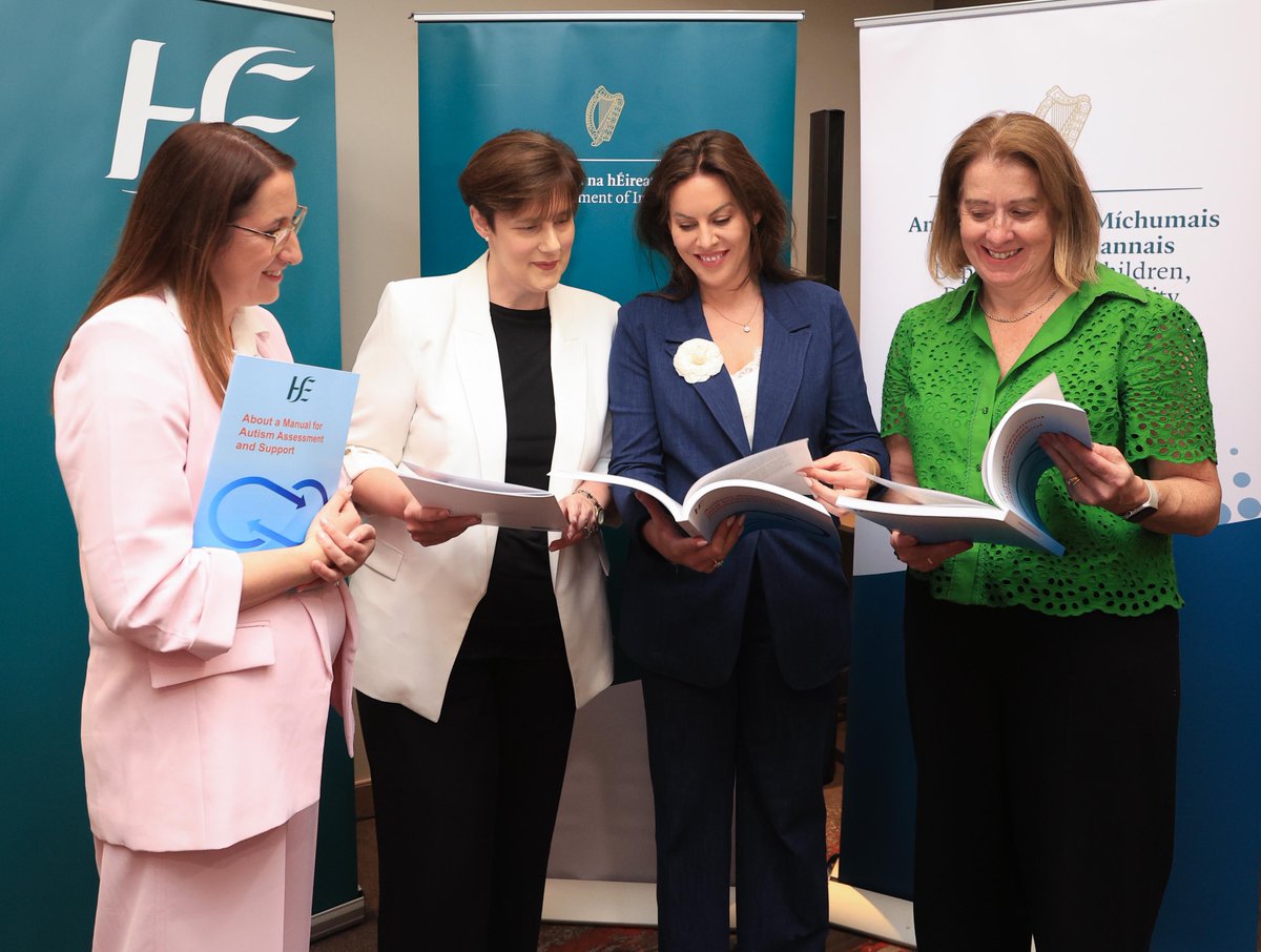 DeptCDE's tweet photo. Minister for Children, Disability and Equality, @NormaFoleyTD1, together with Minister for Health @CarrollJennifer , Minister of State with special responsibility for Disability Emer Higgins and Anne O’Connor, HSE CEO https://t.co/oXfGKokkSn