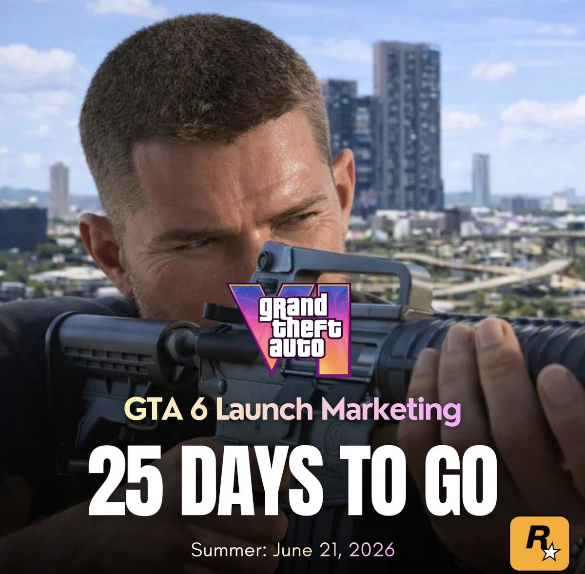 TheGTA6Informer's tweet photo. Grand Theft Auto 6 marketing will start in around 25 days! ☀️ https://t.co/YIgBceMPZ2