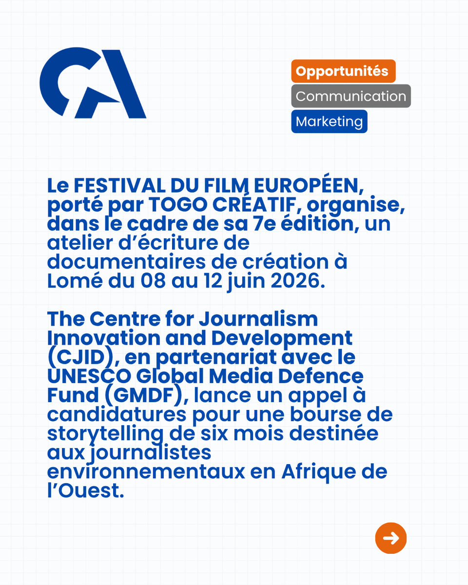 BlogCommsA's tweet photo. Accédez individuellement à toutes ces opportunités ici 🔗  https://t.co/iULFGXfSHN

#BlogCommsMarketingAfrica #MAGCommsMarketingAfrica #MarketingAfrique #Communication #DigitalAfrique #WTISD #DigitalLifelines #InformationSociety https://t.co/6sA6YkaZIE