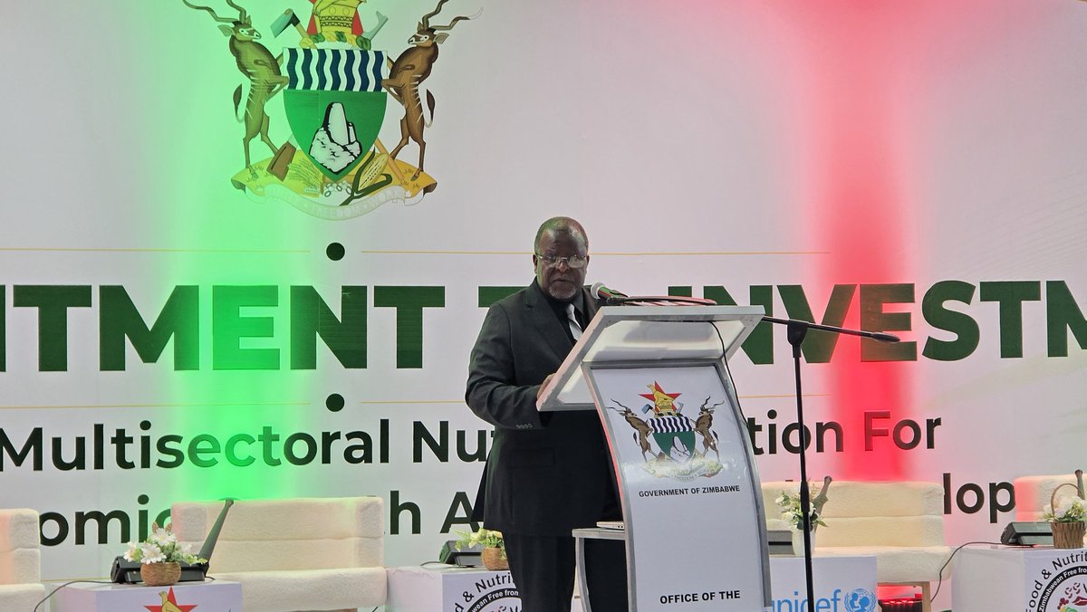UNICEFZIMBABWE's tweet photo. "Nutrition is the fuel of Vision 2030." At today's high-level meeting, Deputy Chief Secretary Rev. Damasane emphasised that nutrition is a strategic economic investment, yielding $16 for every $1 spent. It's time for all sectors to put their money where their mouth is! 🇿🇼 https://t.co/P0EHtwQMAt