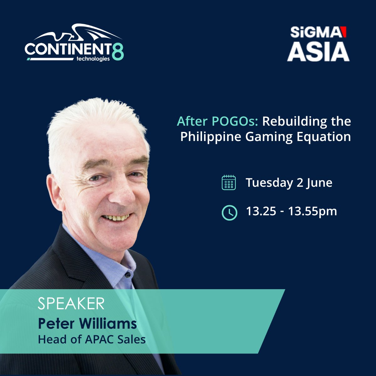 Continent8's tweet photo. We are at SiGMA Asia. Peter Williams is attending to discuss connecting Asia via high-capacity redundant private network. Do not miss his session Tue 2 June 13:25–13:55. Learn more: https://t.co/L7sPEzT4zf!!
#SiGMAAsia #SiGMAWorld https://t.co/xPAxTItpD3