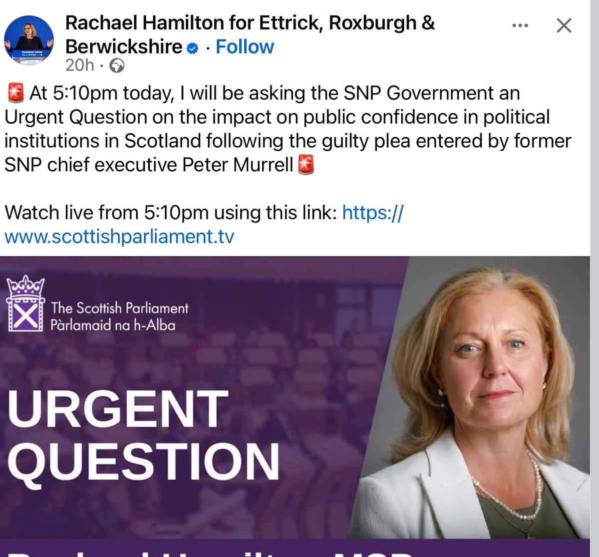 Dungarbhan's tweet photo. THIS Rachael Hamilton?

“Borders MSP facing a £52500 bill over breach of pension laws.”  

Some folk have a brass neck. https://t.co/DOspih15KI
