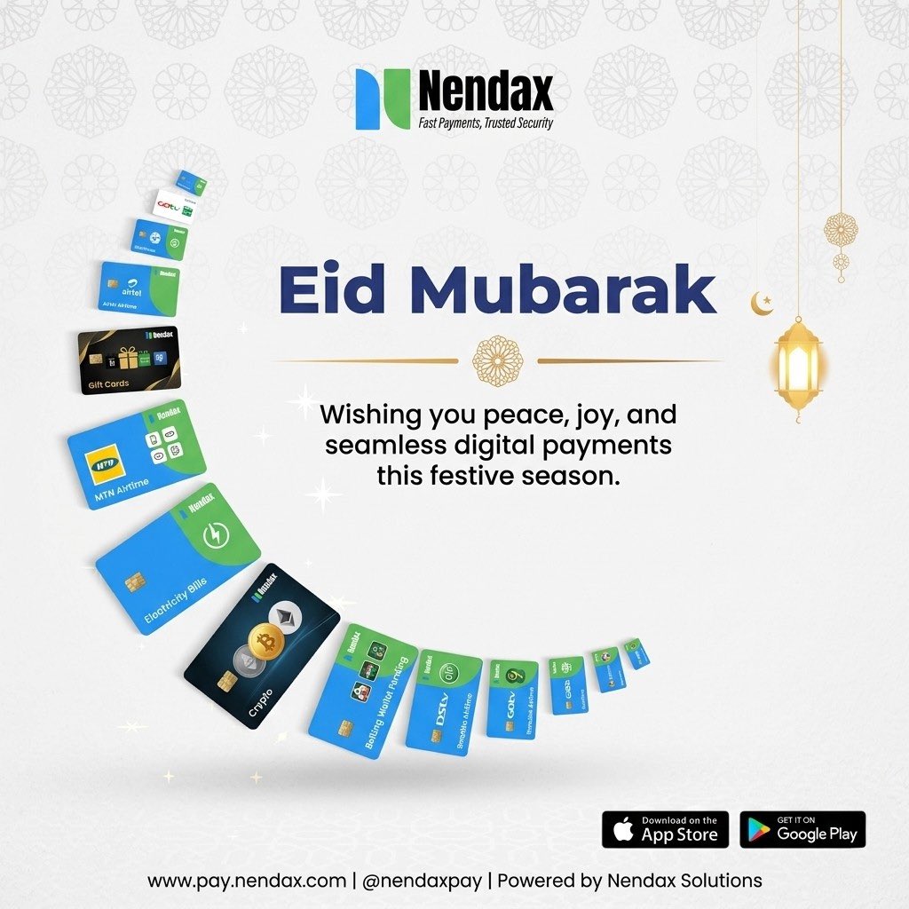 nendaxpay's tweet photo. Eid Mubarak from NendaxPay ✨

Wishing you peace, joy, and seamless digital experiences this festive season.

#EidMubarak #NendaxPay #NendaxCares https://t.co/2Tf2KNRHy0