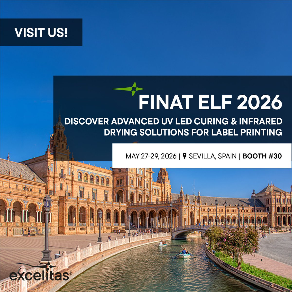 Excelitas's tweet photo. We're live at the European Label Forum in Spain!  

Visit #Excelitas at Booth #30 to explore our #UVLEDcuring &amp; #infrareddrying solutions for #labelprinting featuring our #Phoseon Nexus II &amp; #Noblelight Infradry Compact IR Heating System. 

👉 https://t.co/wv0Mxwnbzr

#FINAT26 https://t.co/u1KmPbttf8