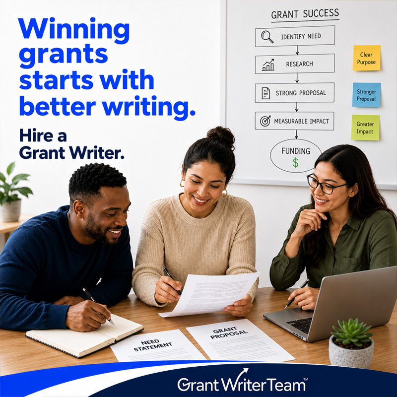 GrantWriterTeam's tweet photo. 🚀 Winning grants starts with stronger proposals! GrantWriterTeam helps nonprofits connect with experienced grant writers who help secure funding and grow impact 💙📄
Hire today:
 https://t.co/ogLEvQx4gK
#grantwriter #grantwriting #nonprofitfunding #fundraising #grants https://t.co/dasLeLVppz