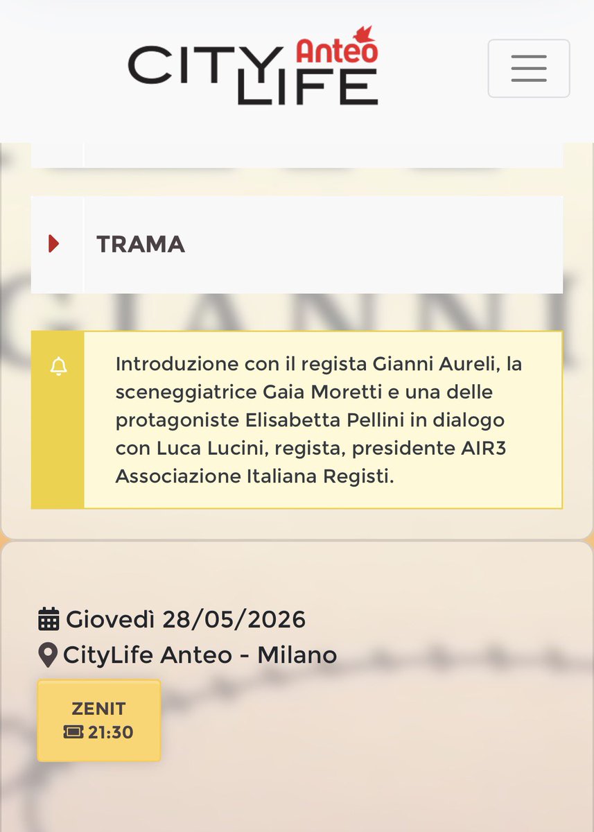 elipellini's tweet photo. Vi aspetto giovedì 28 maggio alle 21:30 a Milano City Life cinema Anteo per la proiezione speciale del film LA TERZA VOLTA. Ci sarò io , il regista del film Gianni Aureli, la sceneggiatrice Gaia Moretti e medierà la serata Luca Lucini. A domani https://t.co/oMKnoXMPIM