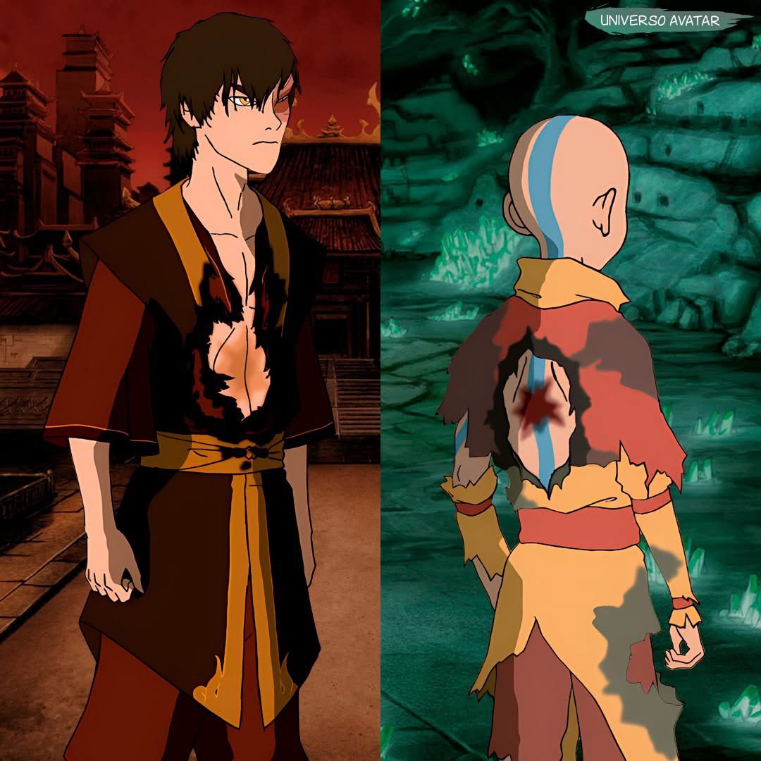 SiezerW's tweet photo. How did Zuko and Aang able  to survive similar wounds??
Wait how did they even get the scare in the first place?? https://t.co/FmhsarYq54