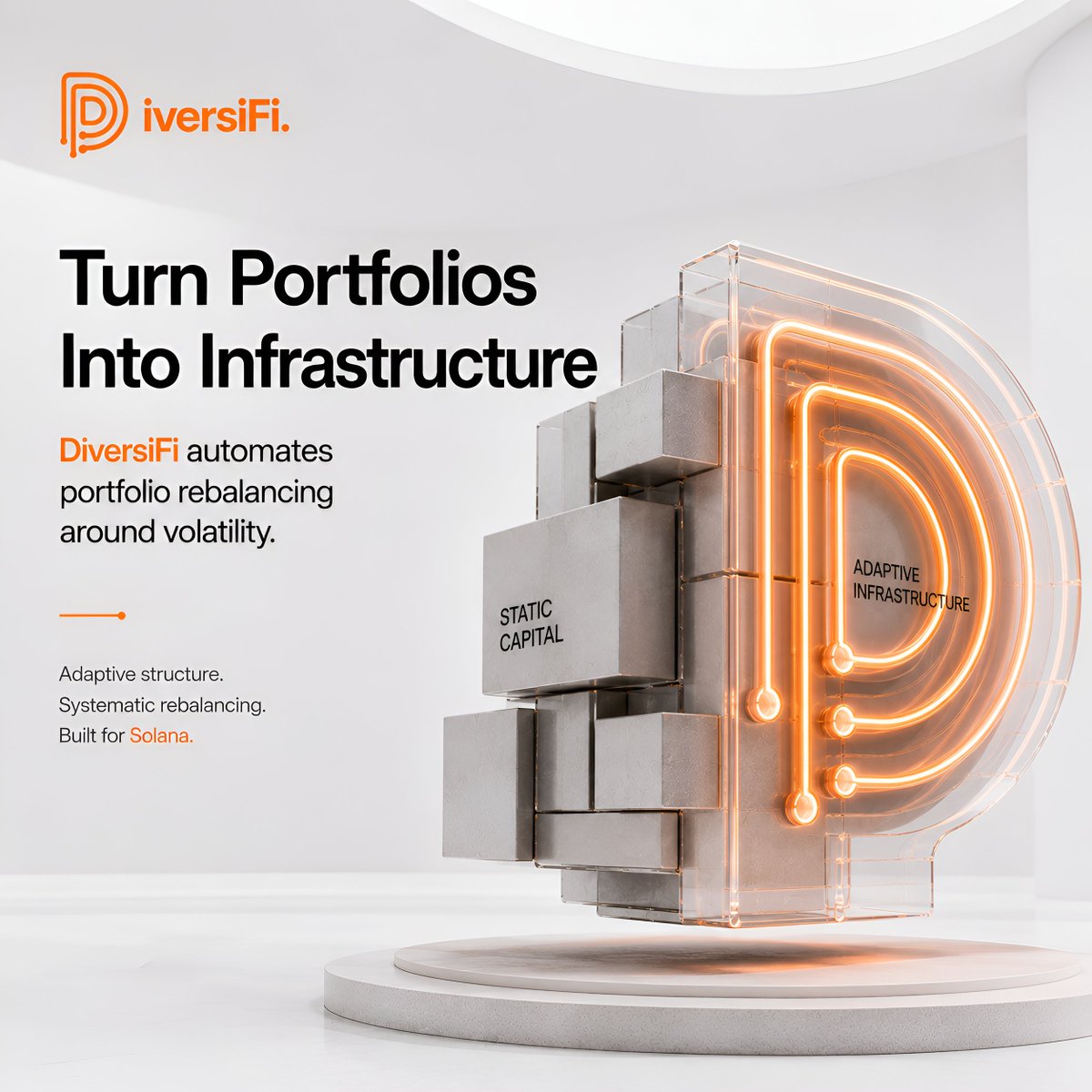 useDiversiFi's tweet photo. Static portfolios are built for calm markets.

Crypto is not a calm market.

DiversiFi vaults automatically rebalance around volatility, giving your portfolio a structure that can actually respond to how the market moves. https://t.co/rCDWSwHx8j
