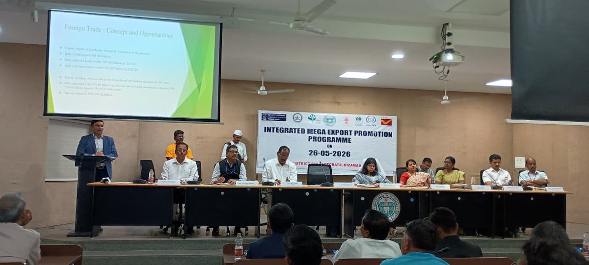 DirectorofInds's tweet photo. Conducted the  District Level Export Promotion Committee meeting and Integrated Mega Export Promotion Program held on 26.05.26 in Nizamabad.

Officials from DGFT, C&amp;EPDept,MSME-GOI, NABARD, APEDA, Spices Board, ECGC, Rice Exporters Association,LDM,Agri &amp; Horticulture are attended https://t.co/OpOVajeVmI