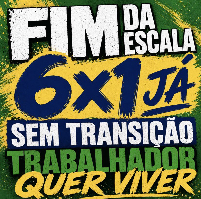 _dilmadebochada's tweet photo. FIM DA ESCALA 6X1 JÁ 
TRABALHADOR QUER VIVER
SEM TRANSIÇÃO https://t.co/u6rsabYx4i