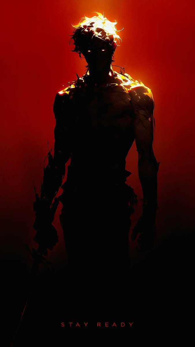 KesendirianX's tweet photo. Stay Ready 4K Wallpaper 🔥🖤
Shadowy warrior with burning fiery hair, glowing eyes, and cracked body standing strong in intense red darkness. Pure motivation and unbreakable readiness hits different 🔥
Save this vibe!
#StayReady #Motivation #DarkWarrior #FieryAesthetic #4KWallpaper