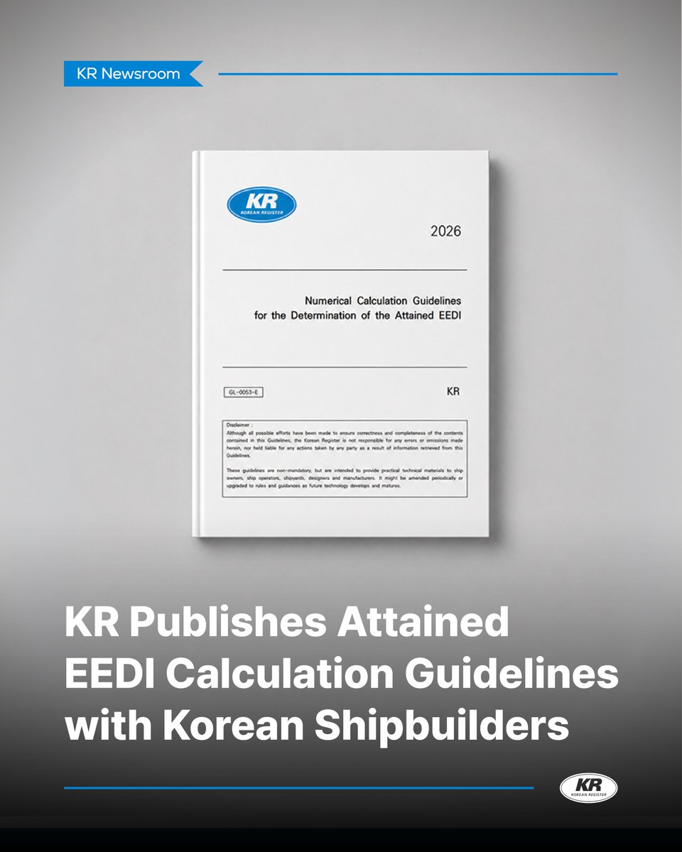 KoreanRegister's tweet photo. 🌊KR이 HD현대중공업, 삼성중공업과 공동으로
「EEDI 산출을 위한 수치계산 지침서」를 발간했습니다.​

🔗Link: https://t.co/4IprtJF31I

#KR #한국선급 #KR #EEDI #CFD #친환경선박 #에너지효율 https://t.co/nE0cQTRU7g