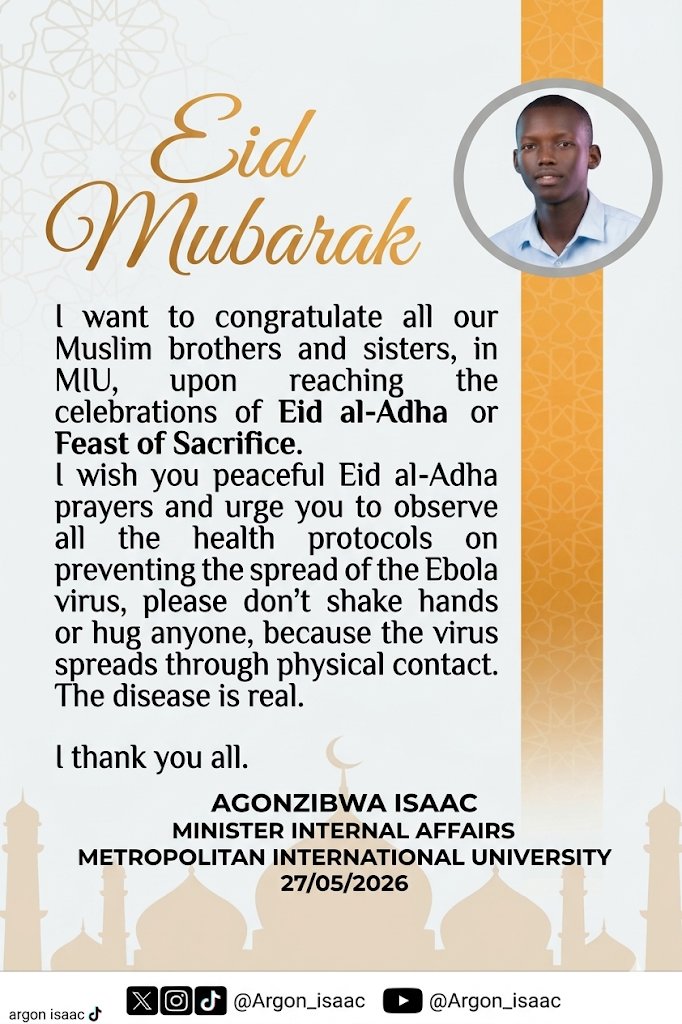 IsaacArgon's tweet photo. @ReachDrMuganga @YellowBrigadeTF @KagutaMuseveni @mia_uga @GovUganda @mkainerugaba @Thomas_Tayebwa @RobinahNabbanja @nbstv @ntvuganda @adoniaayebare @FrankGashumba Eid Mubarak https://t.co/UbVJYtnmHy