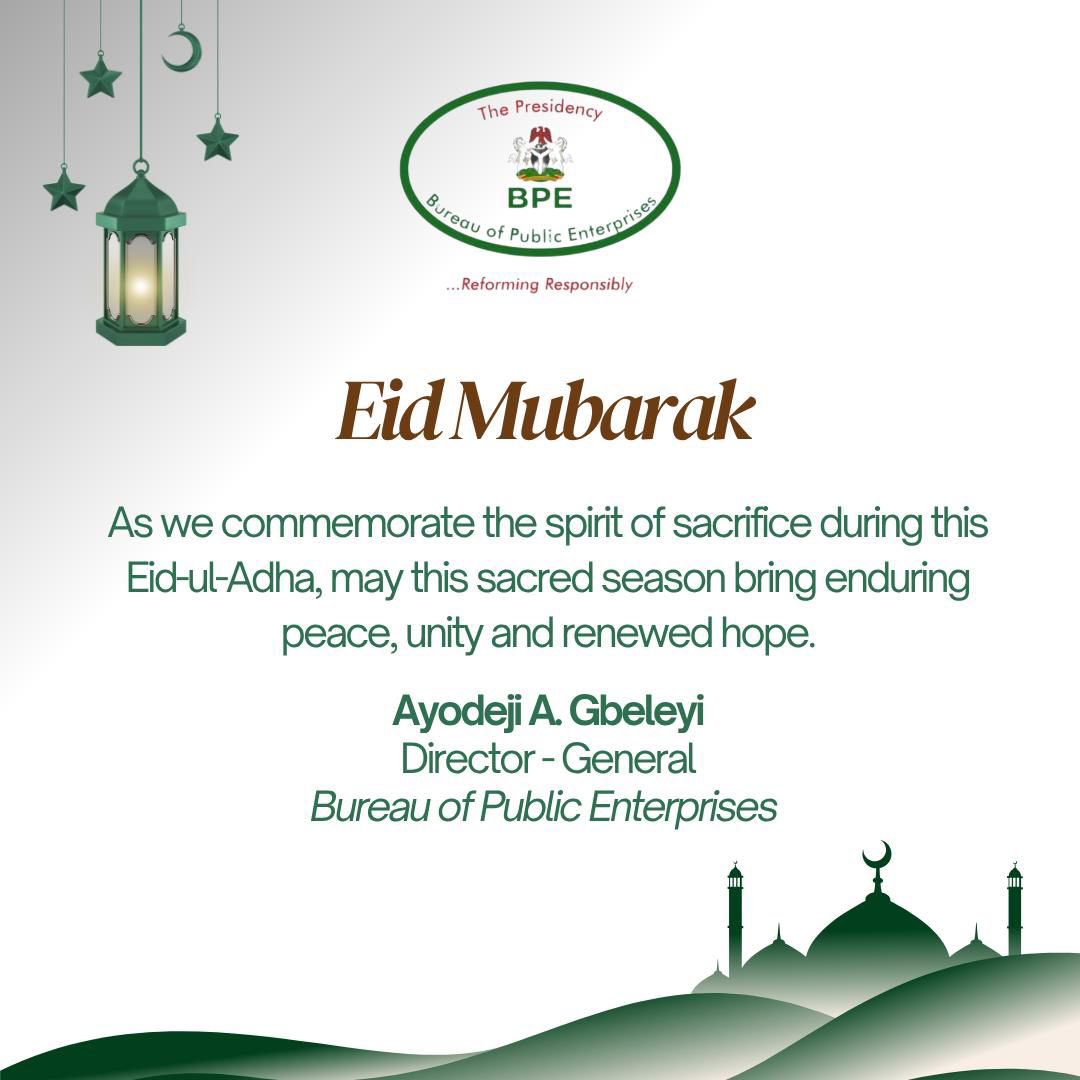 BPENigeria's tweet photo. Eid - Mubarak to our esteem Muslim brothers and sisters. 
#EidWishes https://t.co/n5vOtFc9jY