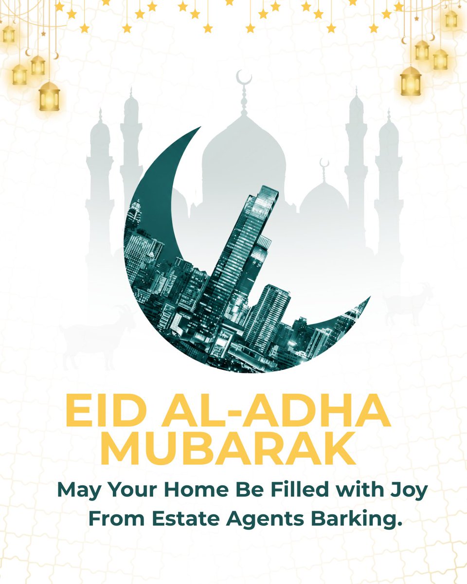 AgentsBarking's tweet photo. May Your Home Be Filled with Joy 🏡
Wishing you and your loved ones happiness, peace, and special memories this Eid.
From Estate Agents Barking. 🌙✨
.
#BarkingProperty #EidMubarak #LondonRentals #EidCelebration https://t.co/6Su4D3Cwc5