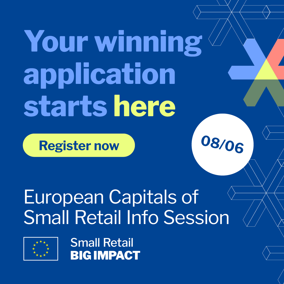 EU_Growth's tweet photo. What makes a strong #EUCapitalsofSmallRetail application?

Join our Info Session to understand the evaluation criteria and get practical tips before submitting your city’s application.

📅 8 June 2026 | 11:00 CEST
📍 Online

Register now 👉 https://t.co/H6i60EM5Ha https://t.co/z8fz87m7xC