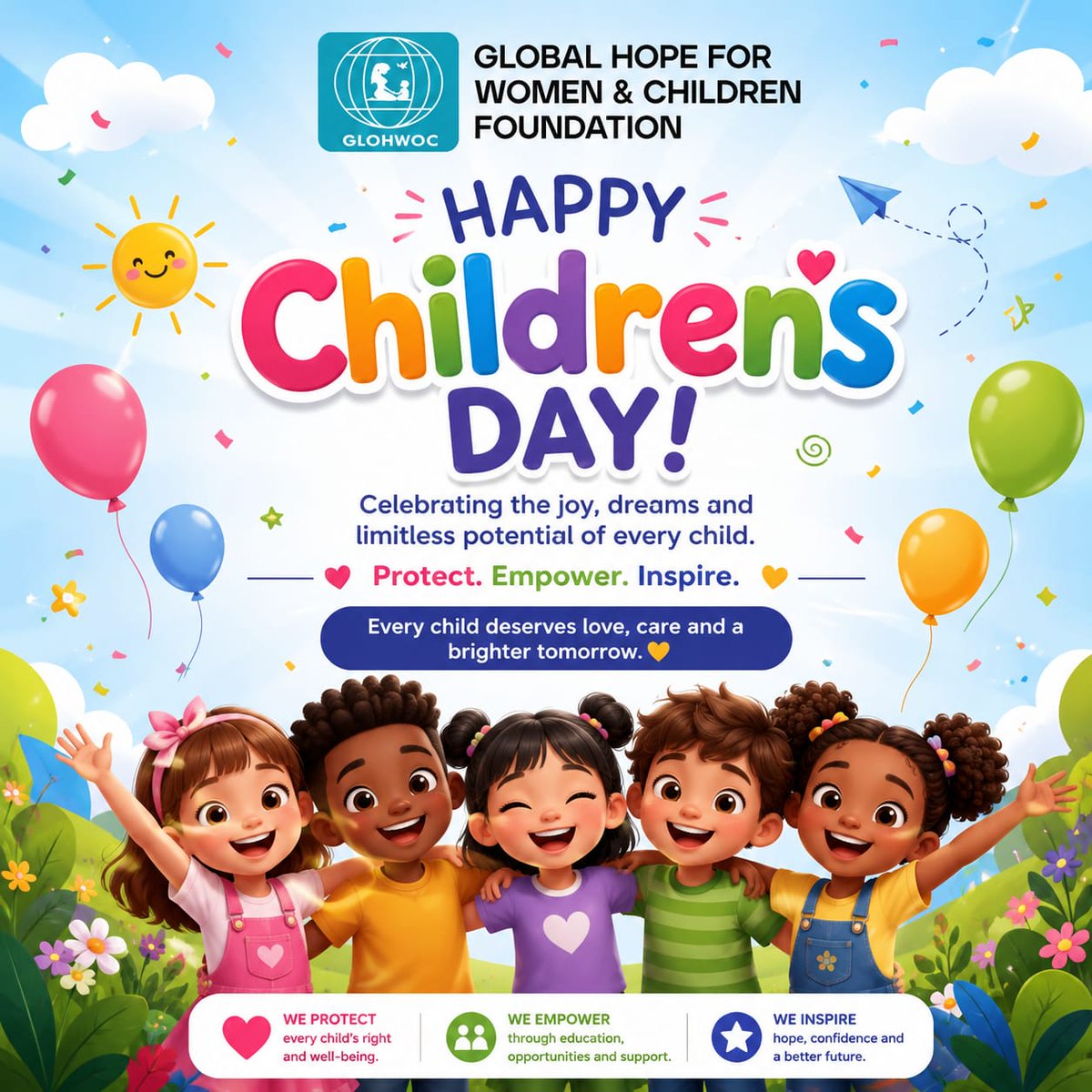 GLOHWOC1's tweet photo. On this International Children’s Day, we reaffirm our commitment to creating a safe, inclusive, and empowering world where every child can learn, grow, and thrive. Every child deserves love, protection, quality education, and the opportunity to reach their full potential. https://t.co/B8Db3CVYMZ