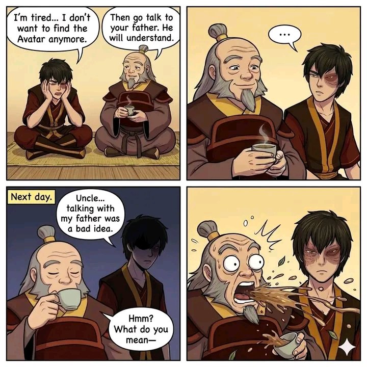 SymplyTonbra's tweet photo. Do you think Iroh is scared of the fire lord ozai??😂 https://t.co/JPEbuB30Tl