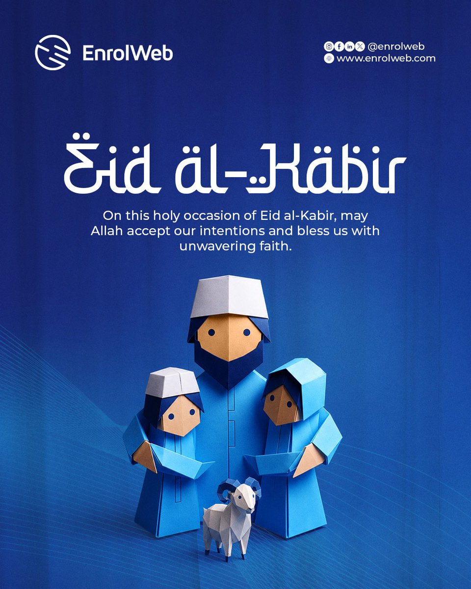 enrolweb's tweet photo. On this blessed Eid, may our hearts stay aligned with Allah’s will. 
Eid Mubarak from EnrolWeb

#EnrolWeb #eidmubarak #festiveseason https://t.co/JIssloGZq8
