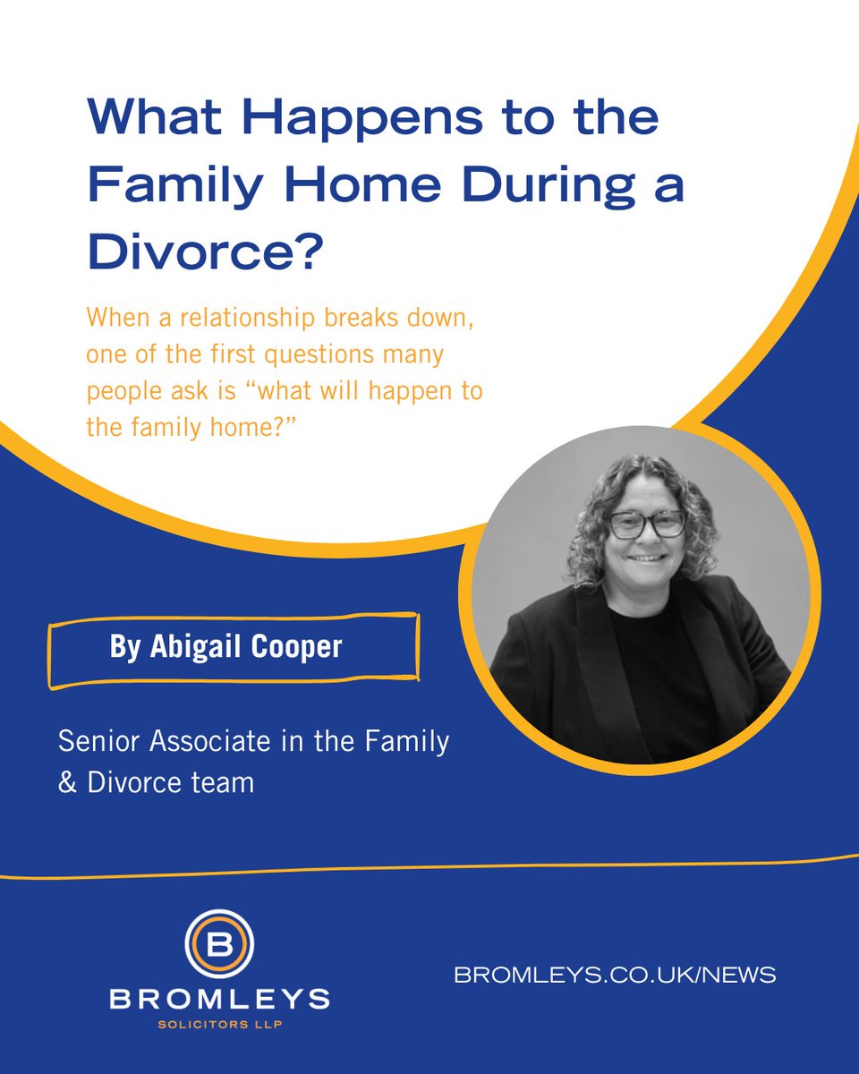 BromleysLLP's tweet photo. Abigail Cooper, Senior Associate in the Bromleys Family &amp; Divorce team, explores what really happens to the family home during a divorce or separation.

Read more here: https://t.co/e6L9Re9KXb

#Divroce #FamilyHome #Bromleys https://t.co/Mnk2GTc2uw