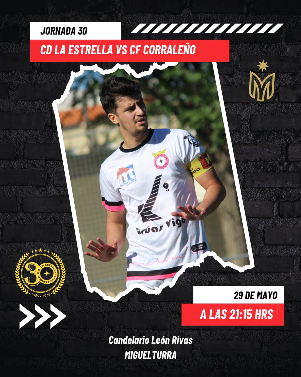 laestrellacd's tweet photo. 𝙋𝙍𝙊𝙓𝙄𝙈𝙊 𝙋𝘼𝙍𝙏𝙄𝘿𝙊 ⚔️

Se acaba lo bueno 🥲

🆚 CF Corraleño
➡️ Jornada 30
📆 29.05
🕒 21.15h
🏟 Candelario León Rivas

#CDLaEstrella✨ https://t.co/69cuR2esi2