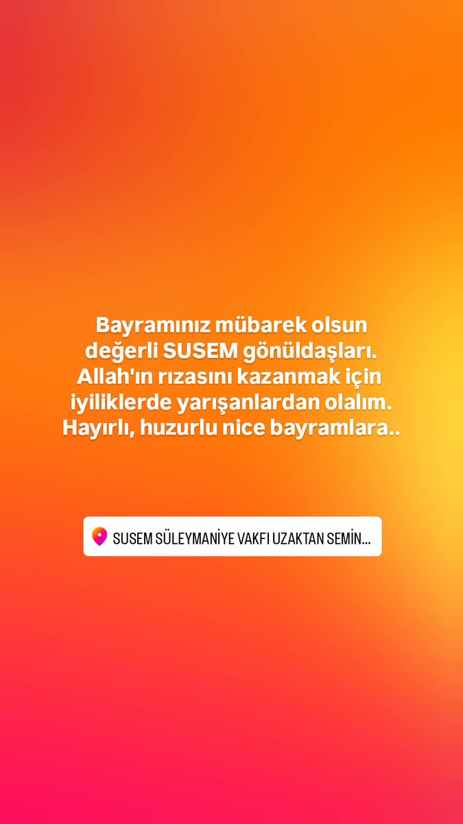 susemseminer's tweet photo. Bayramınız mübarek olsun değerli SUSEM gönüldaşları.
Allah'ın rızasını kazanmak için iyiliklerde yarışanlardan olalım.
Hayırlı, huzurlu nice bayramlara..
#SUSEM
#bayram
#kurbanbayramı https://t.co/nKzBv7XmWz