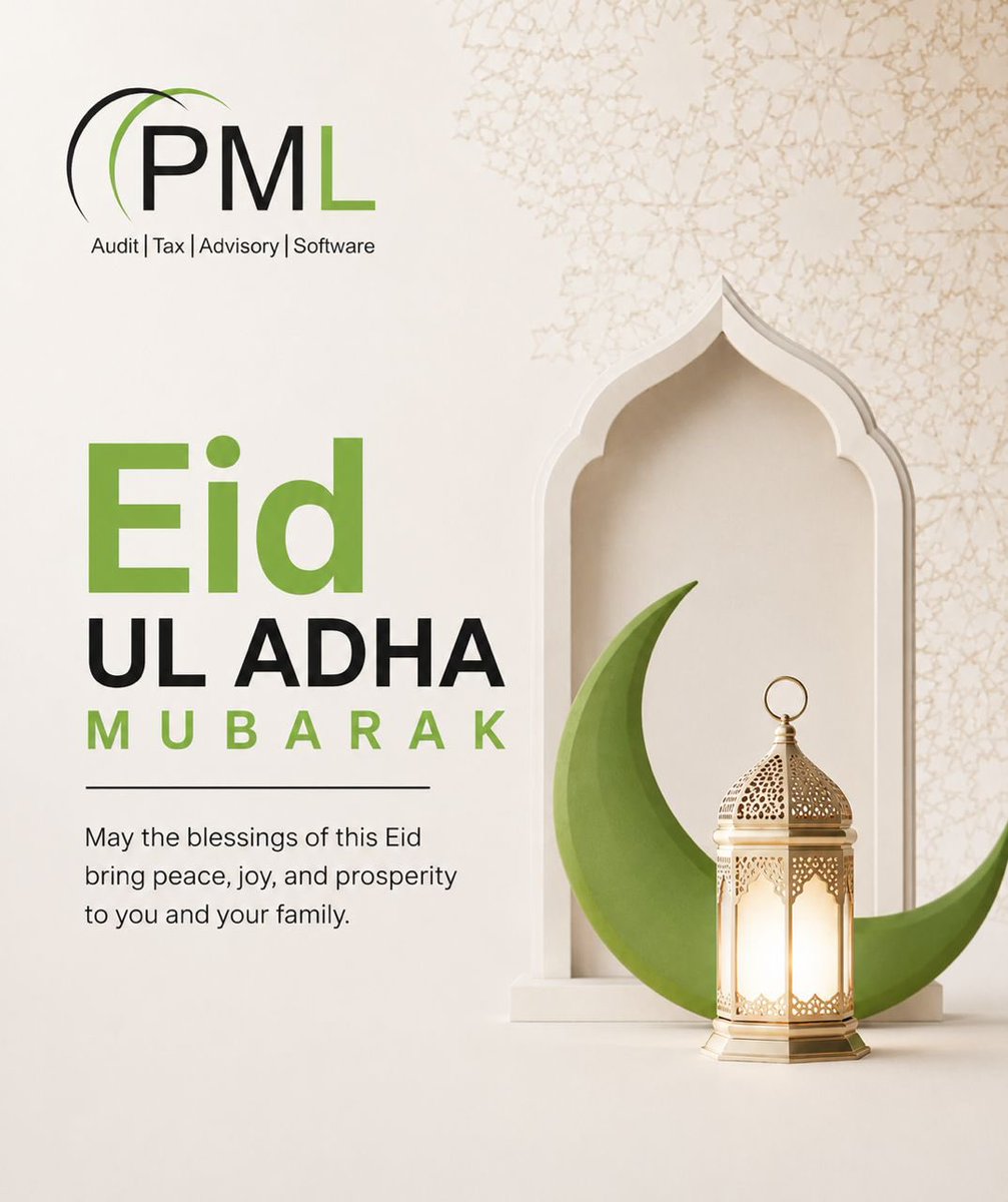 pmlprofessional's tweet photo. Warm wishes from PML professional services to everyone celebrating Eid-ul-Adha Mubarak. May this joyful occasion bring peace, health, and prosperity to your homes. 

Eid Mubarak from all of us at PML professional services 🌙 https://t.co/x3AMlJiNvy