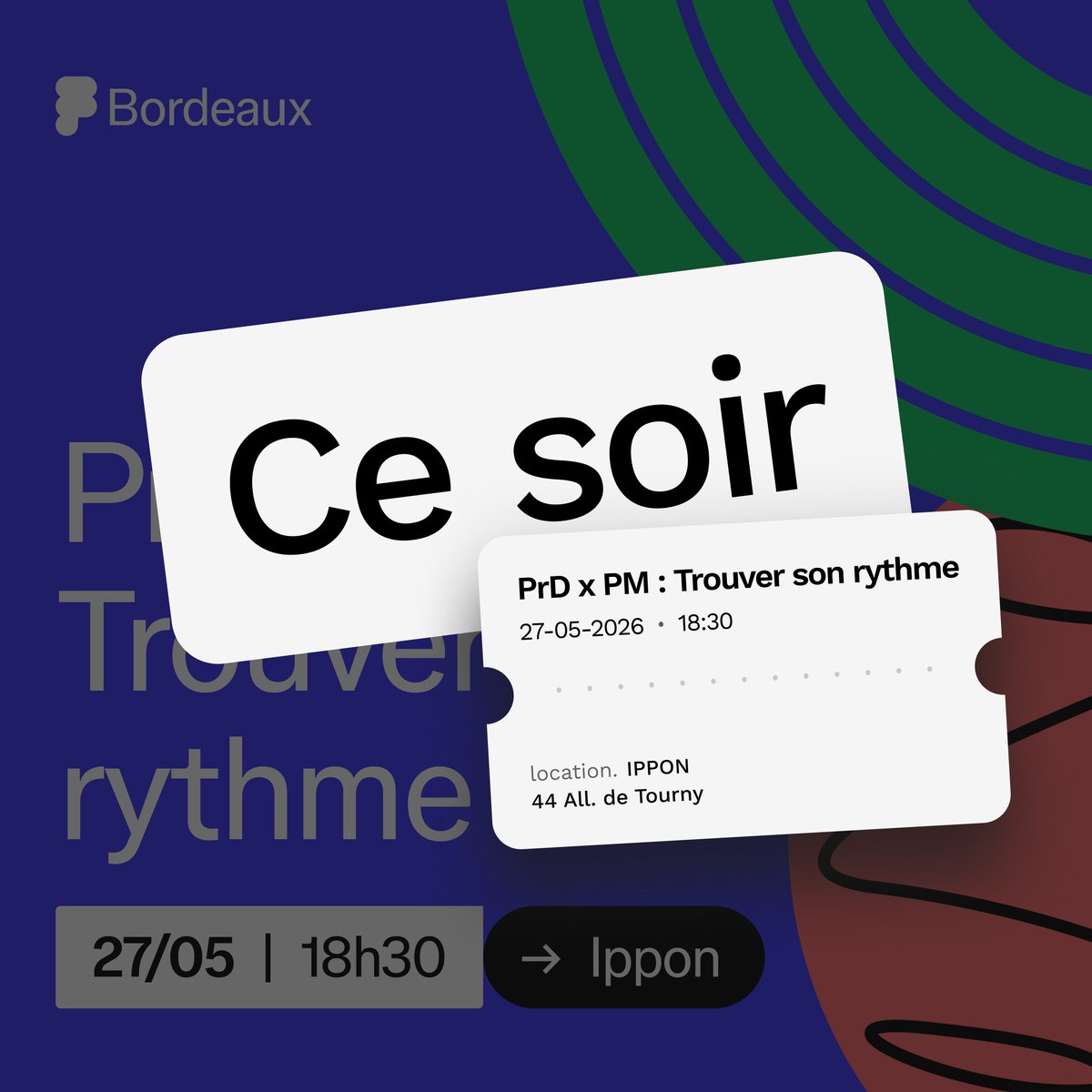 fof_bordeaux's tweet photo. 🔥 C’est ce soir ! 🔥

On se retrouve dès 18h30 chez Ippon (44 All. de Tourny) pour notre soirée PrD x PM : Trouver son rythme !

Au programme : des échanges passionnants sur la collab' Product Design / Product Management et... ✨LA CLIM✨

À ce soir 💙 https://t.co/Dv9Kc3CefZ