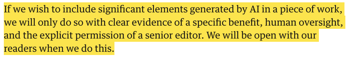 ednewtonrex's tweet photo. Strong signs that >50% of Clive Lewis' Guardian article today was written by AI.

That's according to Pangram, which has a very low false positive rate (1 in 10,000).

This would contravene the @guardian's policies if so.

Would be good to get clarity on this. https://t.co/SlWRFBxn5K