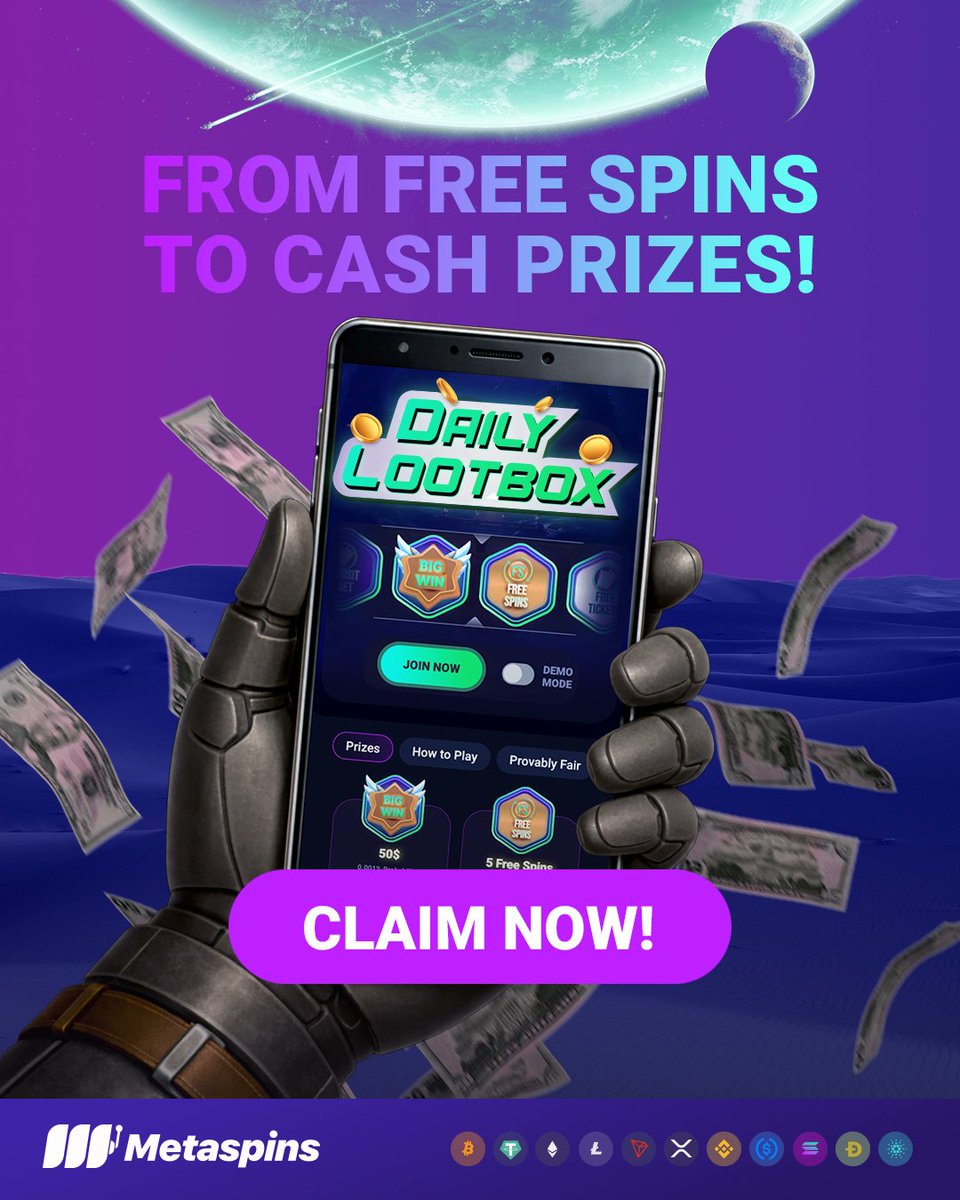 metaspinscasino's tweet photo. Have you been enjoying your Lootbox prizes? 🎁

Claim daily rewards from FREE SPINS to CASH prizes 💸

🔗 Link in replies

RT + drop your ID below for FREE SPINS 🎰 https://t.co/PzRt8ej0ds