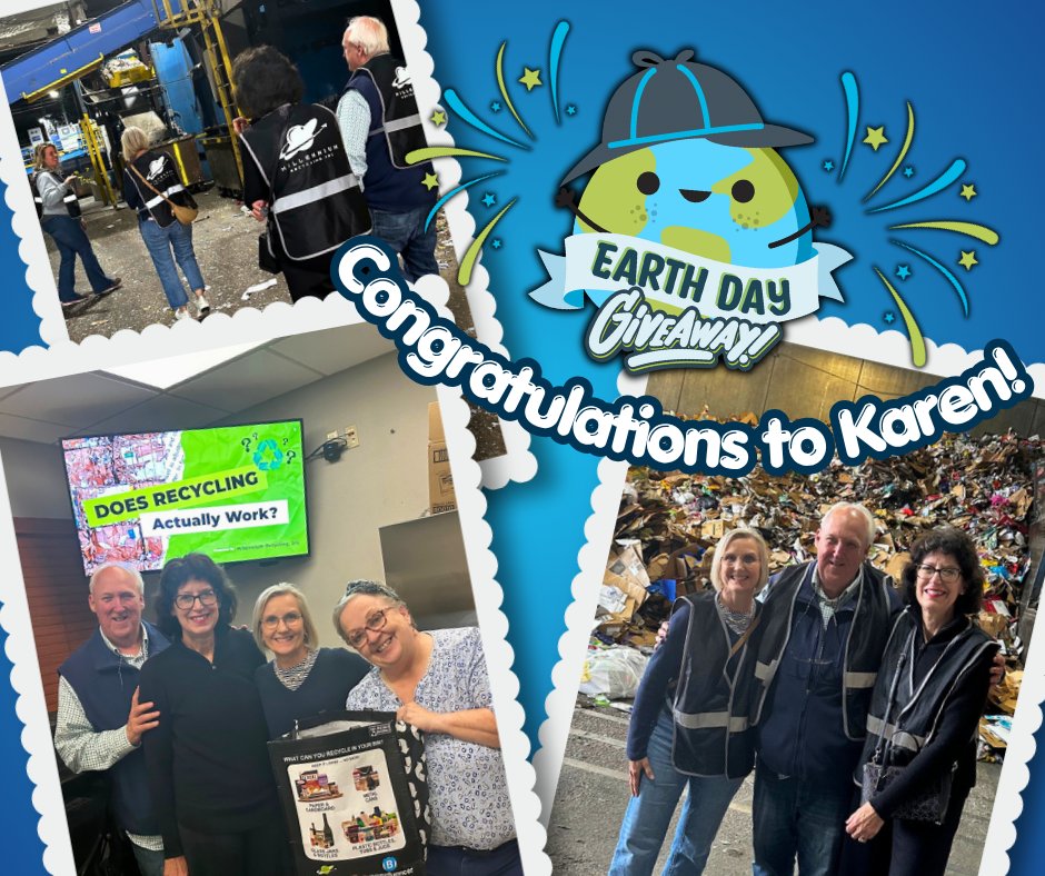 SFRecycling's tweet photo. 🎉Thanks to everyone who participated in the BINfluencers' 2nd annual Earth Month Recycling Riddle Challenge and Giveaway!
Congratulations to the Giveaway winner, Karen! We were thrilled to have you and your friends at the recycling facility for a tour! Keep recycling! ♻️ https://t.co/rVLIUFCVhy