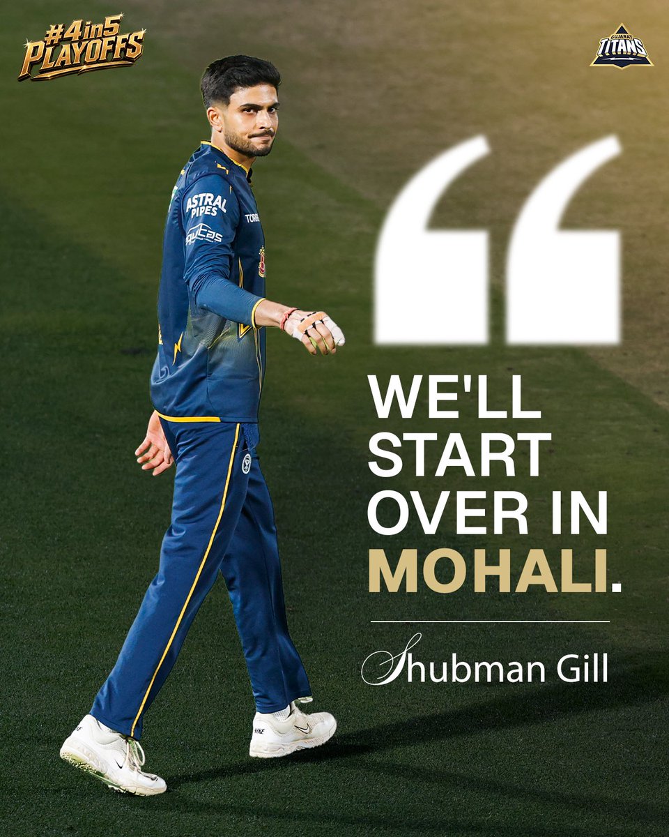 gujarat_titans's tweet photo. Captain's mantra: Quickly move on & look forward to the next one ๐ซก
#4in5 https://t.co/KI9qbnMxnw