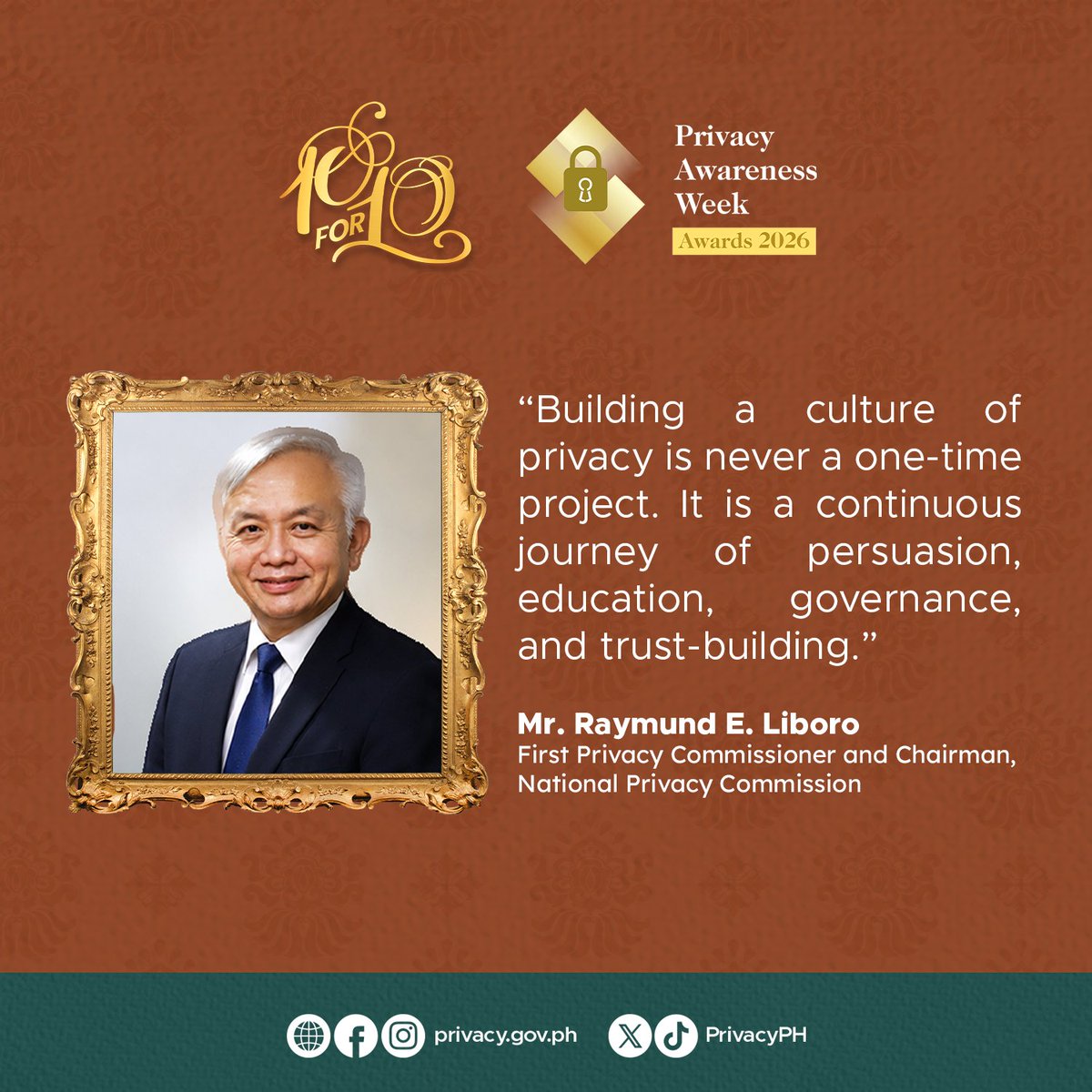 PrivacyPH's tweet photo. In his opening remarks during #PAW2026, former privacy commissioner Mr. Reymund E. Liboro emphasized that building a culture of privacy requires a sustained commitment and collective effort of both institutions and individuals.
#PrivacyPH #PAW2026 #10For10 #ANAMNESIS https://t.co/xFmAprieiS