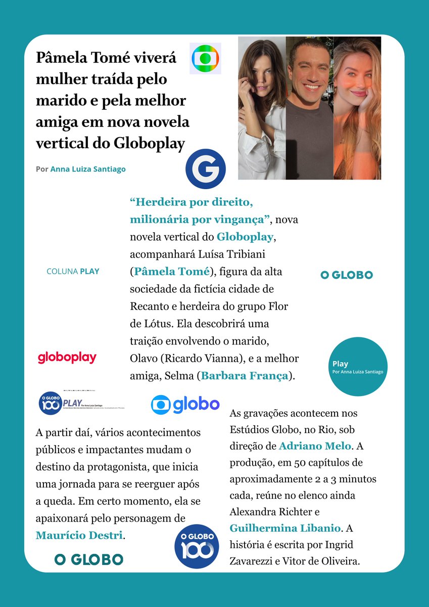 dia_tiago's tweet photo. Na novela vertical de Ingrid Zavarezzi e Vitor de Oliveira, #HerdeiraPorDireitoMilionáriaPorVingança, Pâmela Tomé viverá a mocinha Luísa Tribiani, uma herdeira que será traída pelo marido Otávio e pela melhor amiga Zelma.

📰 Coluna Play
https://t.co/2JAUQyi1GK https://t.co/MFNXoRhQpq