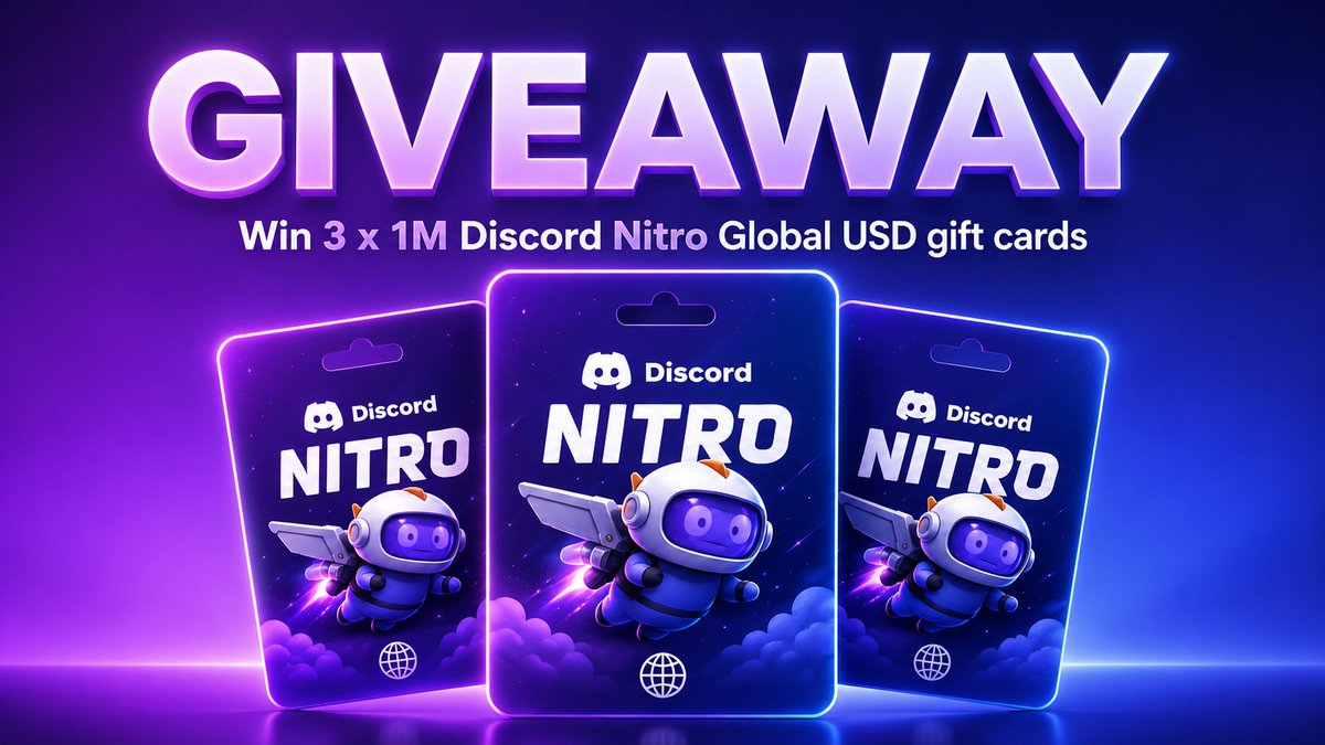 coingate_cards's tweet photo. New GIVEAWAY! 

We’re giving away 3 × $10 Discord Nitro (1M Subscription) gift cards!  

To enter:  

Follow @coingate_cards
Like &amp; repost this post 
Tag a friend  

Winners announced June 17th. 

Good luck!  

More info: https://t.co/jolzuW5dKl https://t.co/rOtIltYAQD