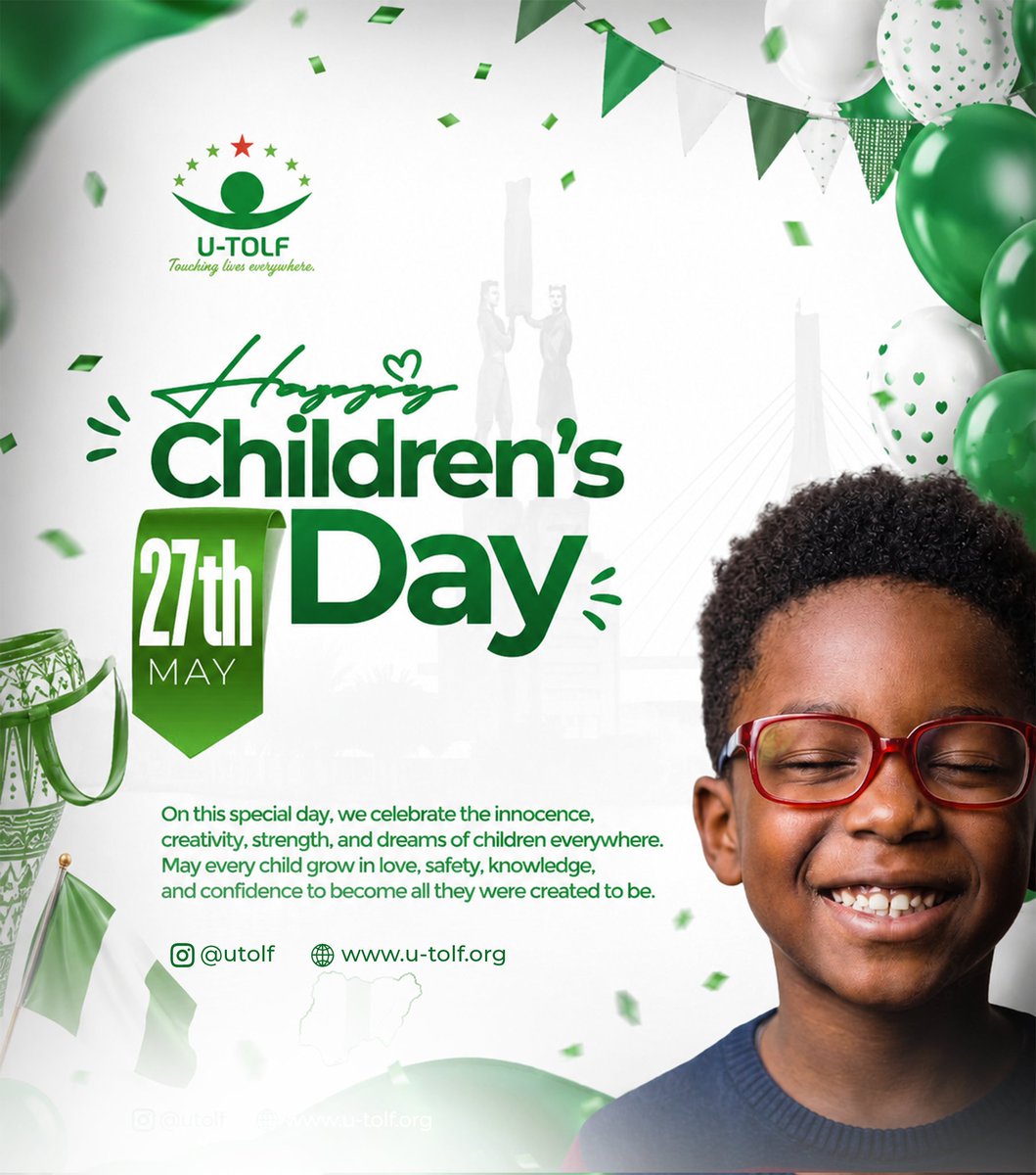 utolf's tweet photo. Every child deserves love, protection, quality education, and an environment where they can thrive fearlessly.

Happy Children’s Day to all the amazing children lighting up our world with hope and joy.

#ChildrensDay #EveryChildMatters #ProtectChildren  #TouchingLivesEverywhere https://t.co/W9qhbS8pKD