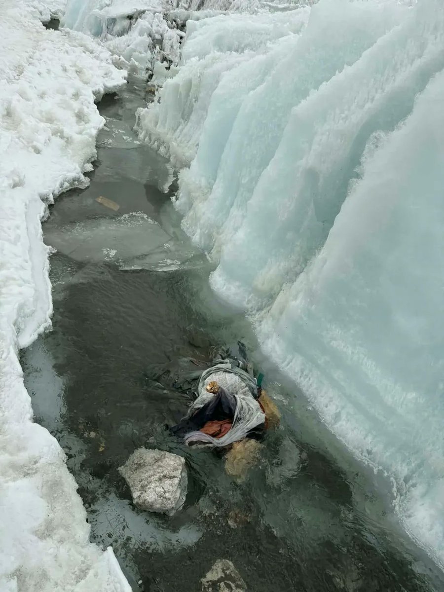 poornimashresth's tweet photo. I took this photo while walking beneath the Khumbu Icefall during the 2026 Everest season. In that moment, it did not feel like I was only looking at a mountain. It felt like I was looking at a warning from nature itself.

The Khumbu Glacier is slowly returning its lost souls. This season, a body emerged from the melting ice, someone who disappeared into the mountain years ago and remained frozen beneath its silence until now. What was once permanently buried in the cold is now being exposed as temperatures continue to rise across the Himalaya. Everest is no longer only the world’s highest mountain, it is becoming one of the most heartbreaking witnesses to climate change, where the ice is melting, the mountain is changing, and even the past can no longer stay hidden.

This season, the danger has not only come from the past resurfacing below, but also from above. Massive unstable serac blocks hanging over the Khumbu Icefall delayed route openings for days, putting Sherpas and climbers under constant risk. The mountain feels more fragile, more unpredictable, and more wounded than ever before.

As a mountaineer and one of @UNDPNepal’s first Climate Influencers, moments like this deeply affect me. We come to these mountains chasing dreams, and summits, but the mountains are now showing us their pain. Everest is speaking to humanity through melting ice, silence, and loss, and I only hope the world listens before these warnings become irreversible.