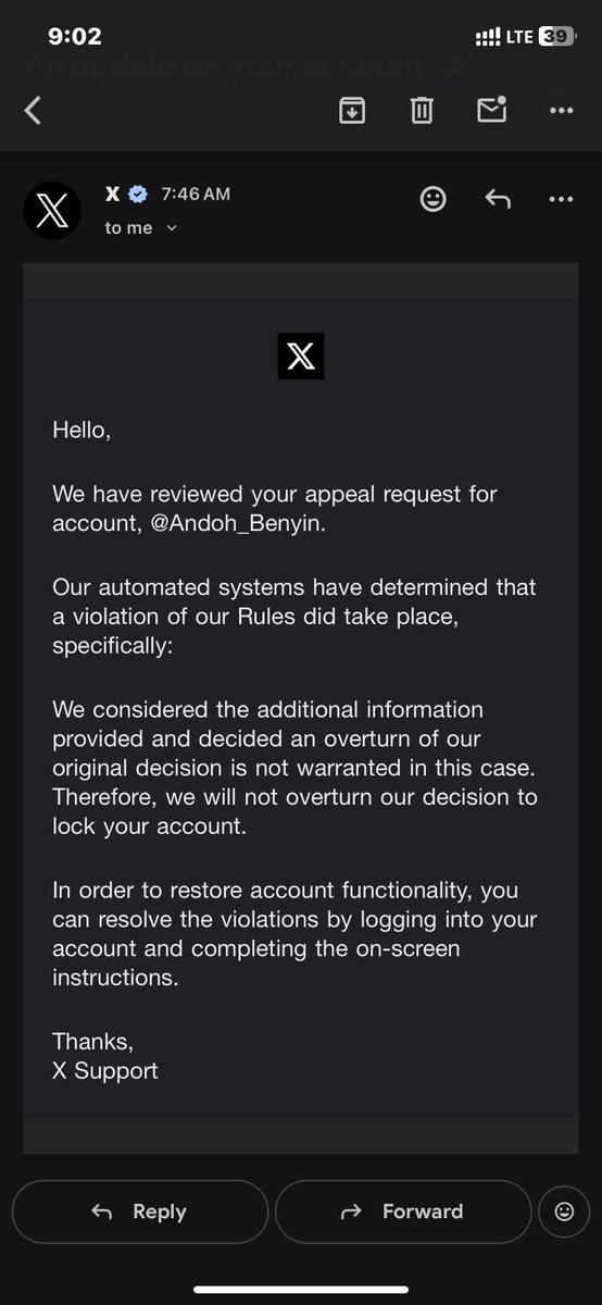 utesteru's tweet photo. @Support @X 
Please help remove this suspension and there is no on screen instruction when the user logs in @Andoh_Benyin that’s the affected account. https://t.co/0fhMysOSZ6