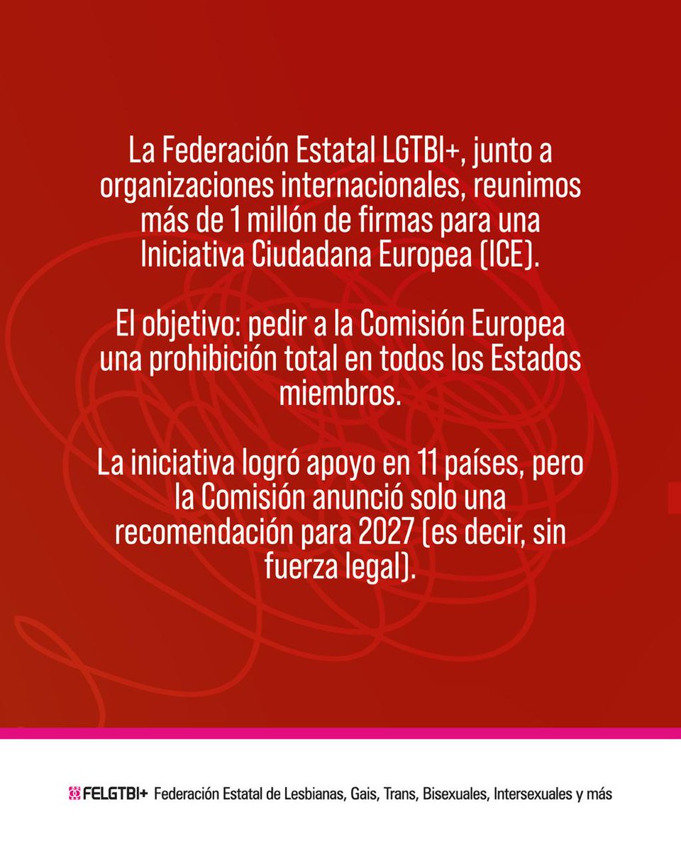 FELGTBI's tweet photo. 🔝 Apoyamos la proposición de ley que se votará en la Comisión de Igualdad del Congreso de los Diputados para prohibir penalmente las prácticas de conversión. Y esperamos que la votación se produzca lo antes posible. 

🔥 Celebramos que los partidos hayan alcanzado un consenso en el texto definitivo, pero ahora toca lo esencial: que la Comisión dé luz verde y la propuesta avance hacia su ratificación en el Congreso de los Diputados.