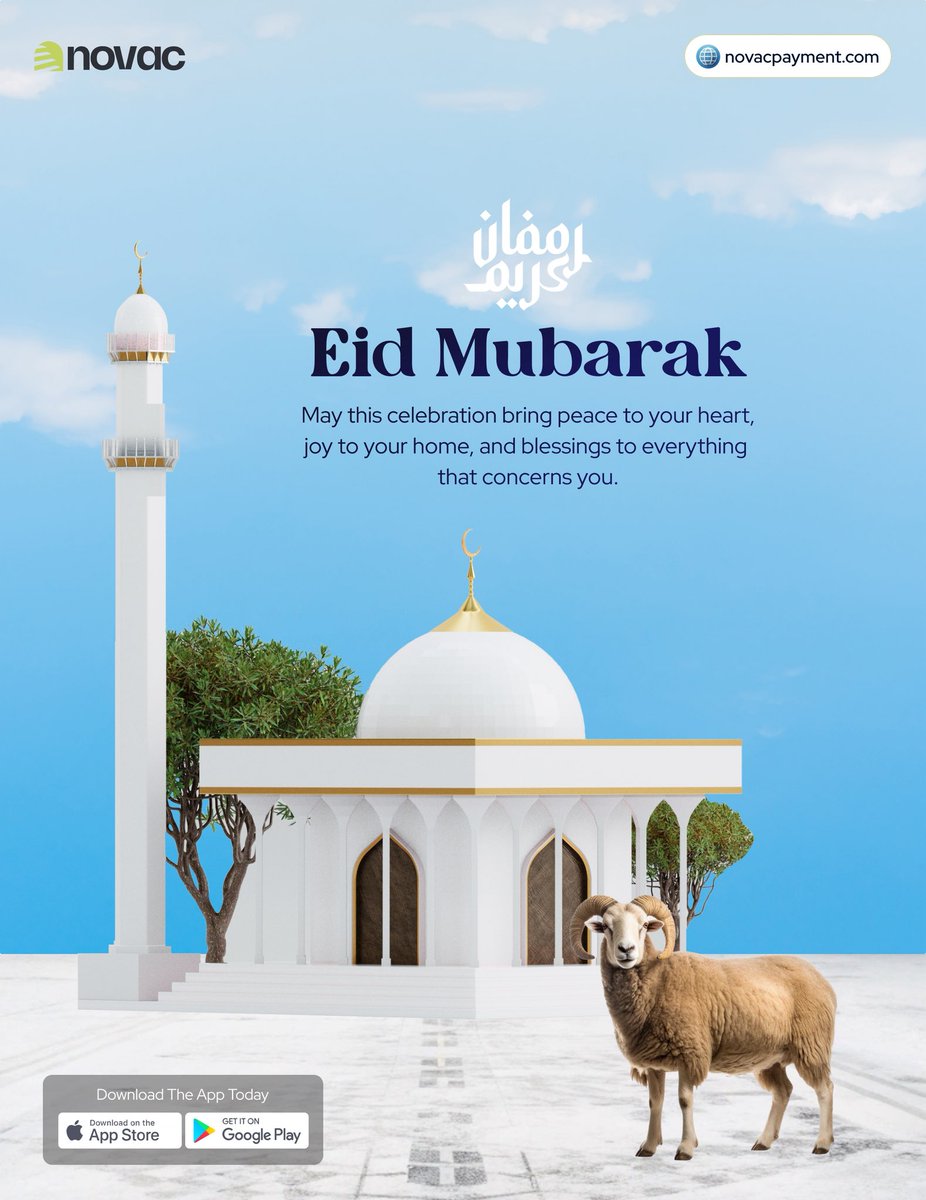 Use_novac's tweet photo. Eid Mubarak 🌙✨

May your celebrations be filled with peace, happiness, love, and abundant blessings.

Wishing you and your family a joyful Eid from all of us at Novac Payment 🤍
#eidmubarak #novacpayment #holiday https://t.co/a5Rb97fGs9