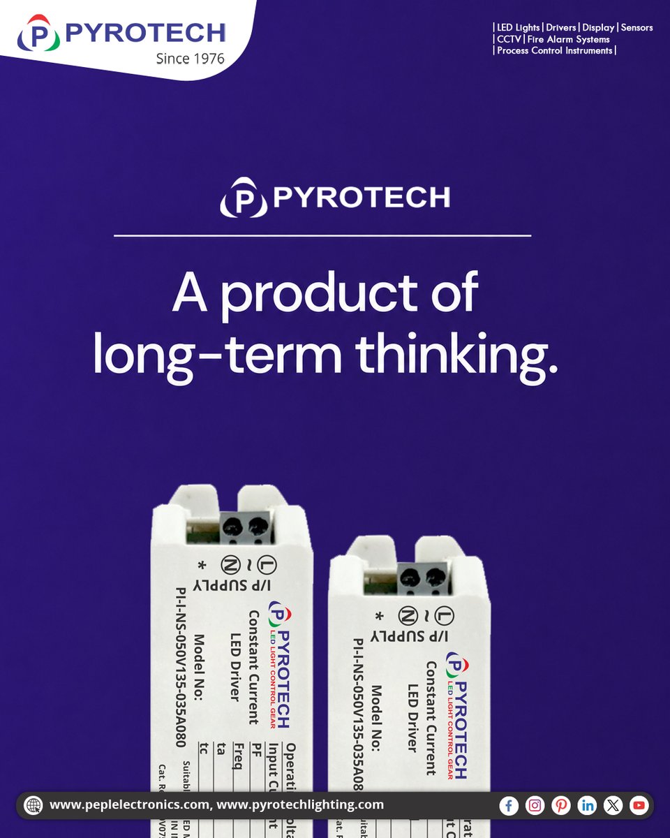 Pyrotechlight's tweet photo. Pyrotech LED Drivers are built for performance in demanding environments.
Designed for stable output, energy efficiency, and reliable outdoor operation across infrastructure and commercial lighting projects.
#Pyrotech #LEDDrivers #OutdoorLighting #StreetLight https://t.co/Pb9dGFjtWR