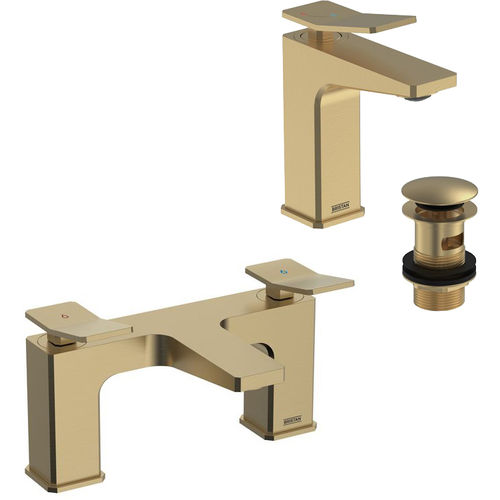 Taps4Less's tweet photo. Bristan Tangram eco basin mixer and bath filler tap pack in brushed brass finish, £358 at Taps4Less. https://t.co/VSOqtBqmJ0 https://t.co/BGXTkTdO4A