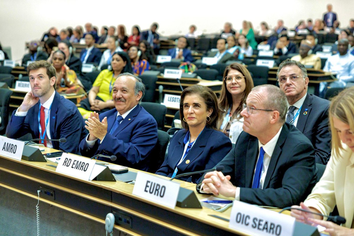 HananBalkhy's tweet photo. Leaving #WHA79 with renewed conviction that multilateralism and collective action are the best medicine against conflict, fragmentation and financial strain.

This World Health Assembly reinforced global commitment to protect civilians and safeguard health systems; renewed momentum towards ending polio, a goal now closer than ever; strengthened focus on emergency preparedness, response and resilience; and advanced reform of the global health architecture through the UN80 Initiative.  

Through impactful engagements with Member States, partners, academia, civil society and global health leaders, we advanced shared priorities for the Eastern Mediterranean Region and beyond, from sustainable financing and workforce development to equitable access to medicines, vaccines and stronger health systems.  

The work ahead remains immense, but so does our shared responsibility to build a healthier, safer and more equitable future for all. 

#HealthForAll | #Partners4Health