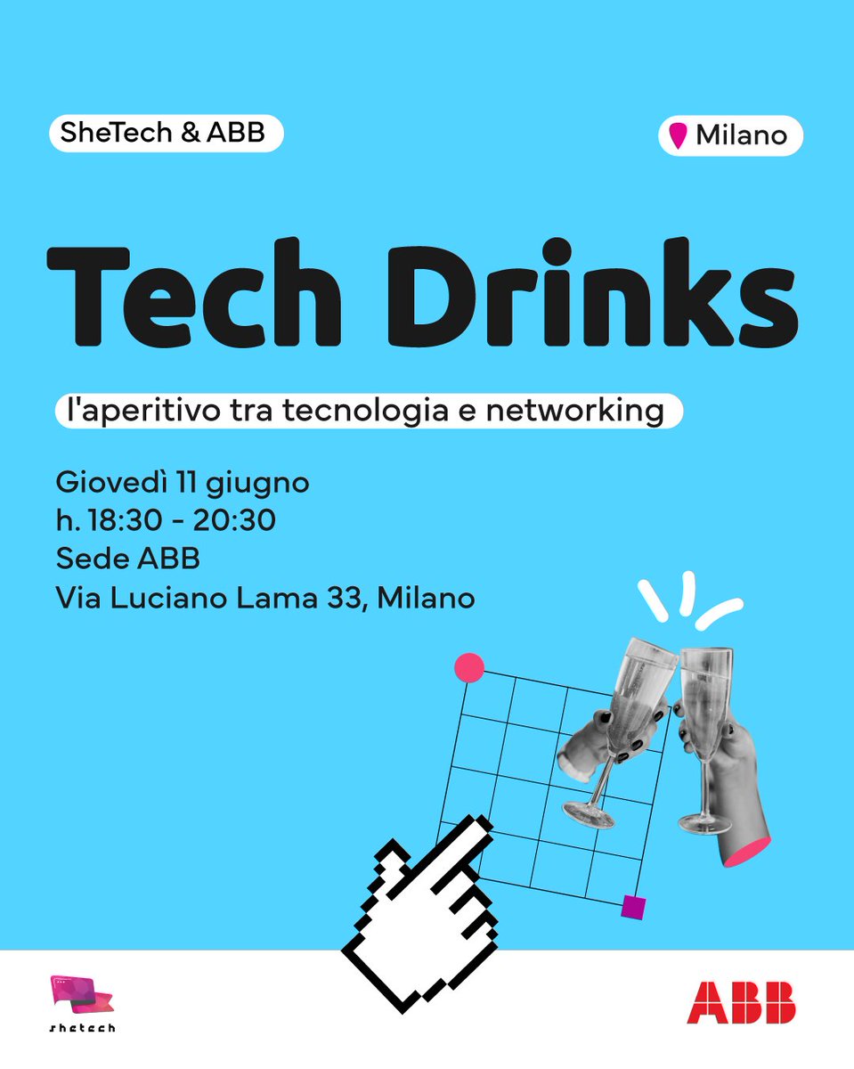 ABBItalia's tweet photo. Tecnologia, networking e nuove prospettive: ospiteremo con @SheTechItaly un nuovo appuntamento dei #TechDrinks dedicato a chi vuole avvicinarsi a #STEM e #innovazione.

📍 #ABB, Sesto San Giovanni
🗓️ 11/6 | 18:30–20:30
🔗 https://t.co/ja2CWxQ8kp

#WomenInTech #RunWithABB https://t.co/JpDSceQWNi
