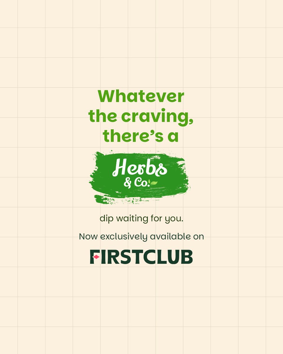 FirstClubIndia's tweet photo. There’s something very satisfying about opening the fridge and knowing there’s a dip waiting inside 👀. The kind that fixes random cravings, makes snack breaks better, and somehow disappears much faster than expected.

Herbs & Co has a dip for every kind of craving. Now exclusively on FirstClub.