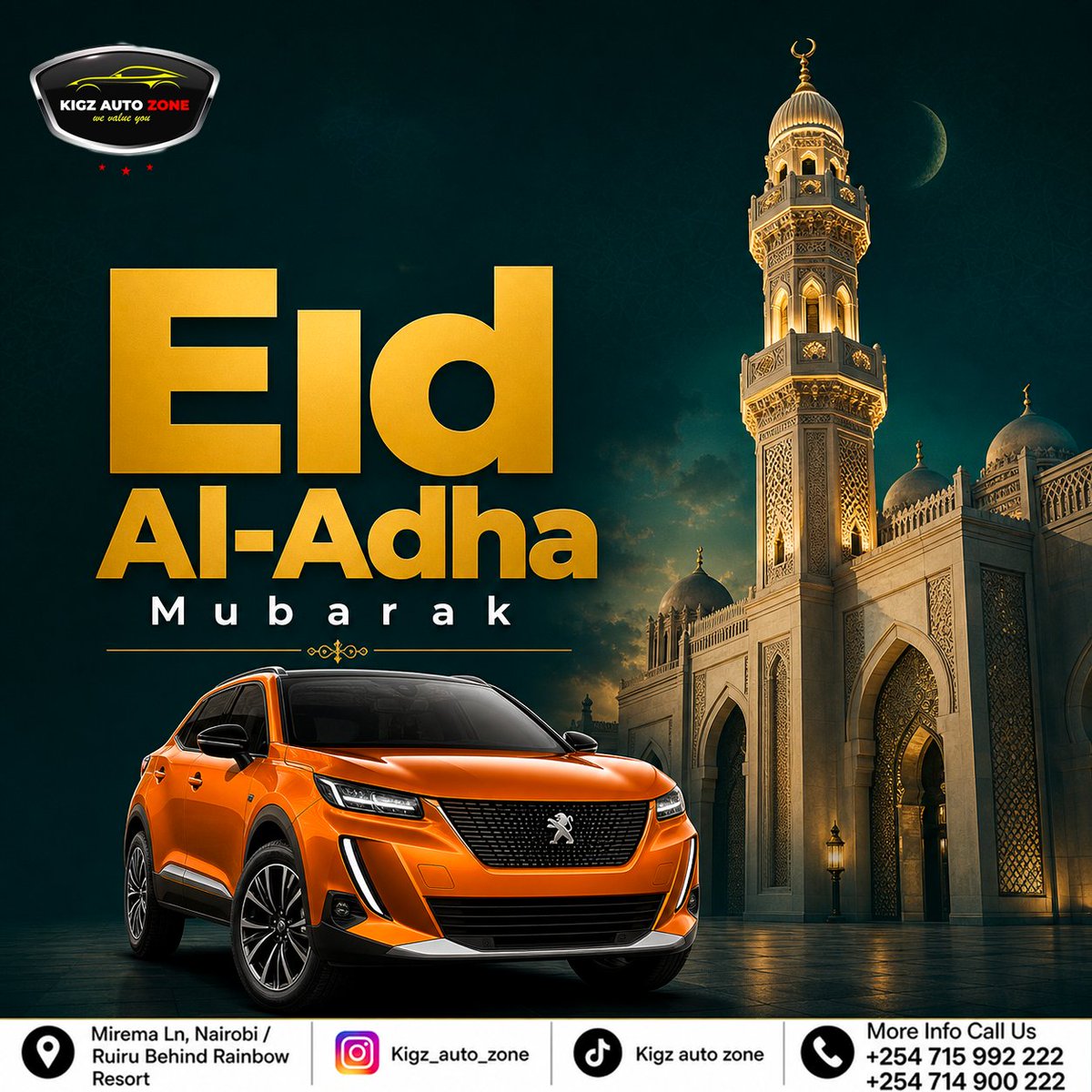 KigzAutoZone254's tweet photo. Eid Mubarak 🌙

Safe journeys start with a well-maintained car.
📞 0714 900 222
📍 Nairobi | Ruiru

#EidMubarak #Nairobi https://t.co/gKRYcIGHCR